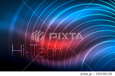 Circular glowing neon shapes, techno background Circular glowing neon shapes, techno background 39348136