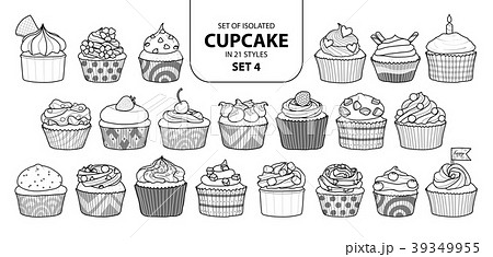Set Of Isolated Cupcake In 21 Styles Set 4 のイラスト素材