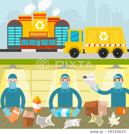 Waste recycling vector garbage process factory 39350624