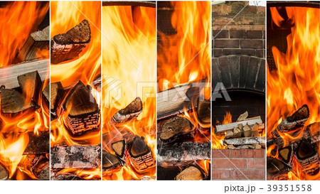 Hot coals in the fire collage. set of Flames. Hot coals in the fire collage. set of Flames. 39351558