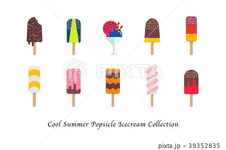 cool summer popsicle ice cream sweet collectionのイラスト素材