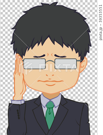 赤壁chara辦公室工作者陰沉的眼鏡困擾的臉 39353551