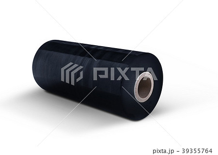 Black stretch film foil, isolated white background 39355764