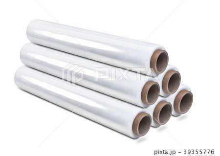 White stretch film foil, isolated white background White stretch film foil, isolated white background 39355776