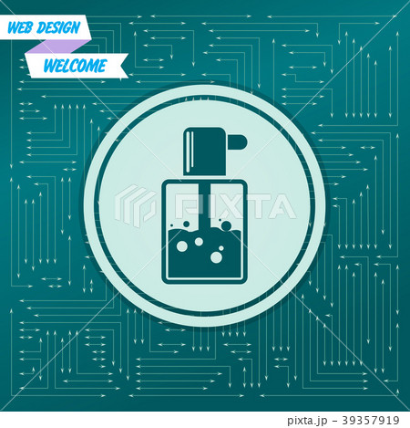 Perfume icon on a green background, with arrows in 39357919