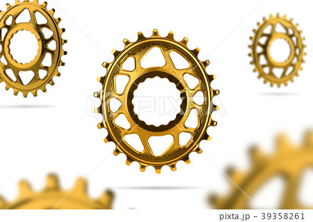 Golden oval bicycle chainring/ isolated Golden oval bicycle chainring/ isolated 39358261