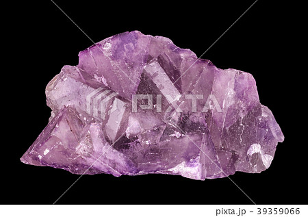 Fluorite crystal cluster, front view, over black 39359066