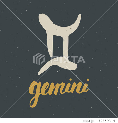 Zodiac sign Gemini and lettering. astrology vector 39359314