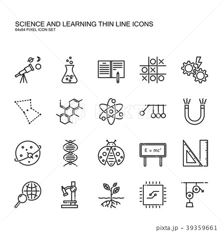 Science and learning simple thin line icon set. 39359661