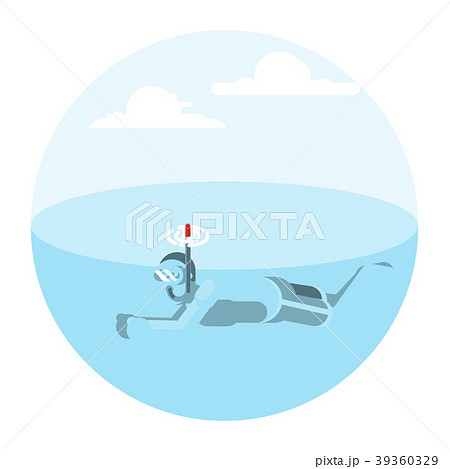 Man Floats Under Waterのイラスト素材
