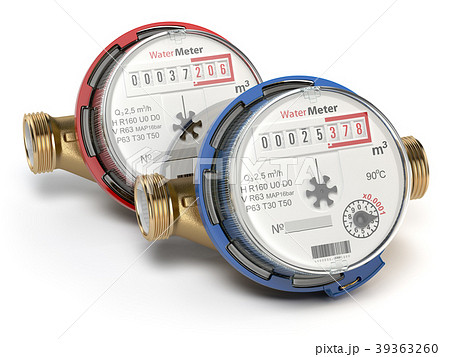 Water meters isolated on white background. 39363260