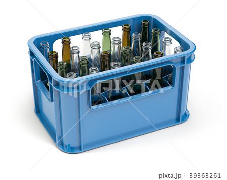 Empty bottles  in the strage crate for bottles.  39363261