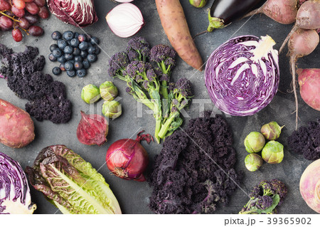 Vegetables background in purple, green and dark 39365902