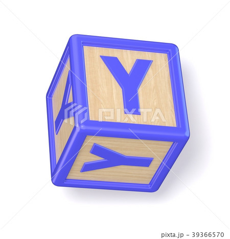 Letter Y wooden alphabet blocks font rotated. 3D 39366570