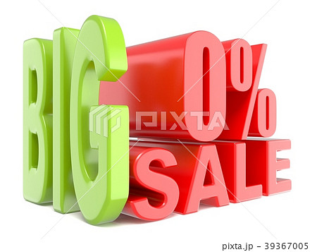 Big sale and percent 0% 3D words sign 39367005