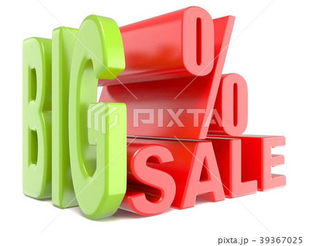 Big sale and percent sign % 3D words sign. 39367025