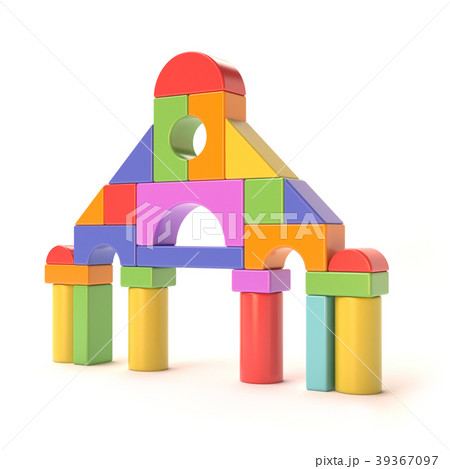 Plastic toy blocks, little castle front. 3D 39367097