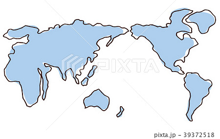 ざっくり描かれた世界地図 ブルー のイラスト素材