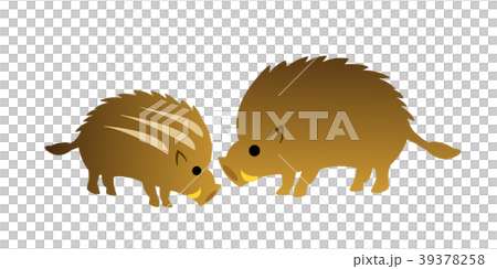 亥年年賀素材 イノシシの親子 亥年年賀素材 イノシシの親子 39378258