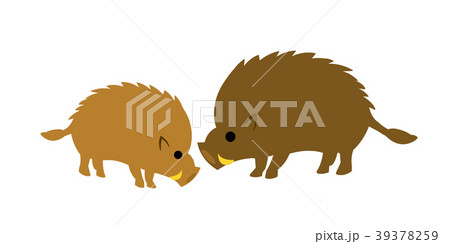 亥年年賀素材　イノシシの親子 39378259