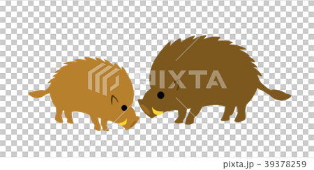亥年年賀素材　イノシシの親子 39378259