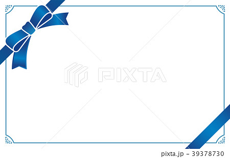 リボン ブルー カードフレームのイラスト素材 39378730 Pixta