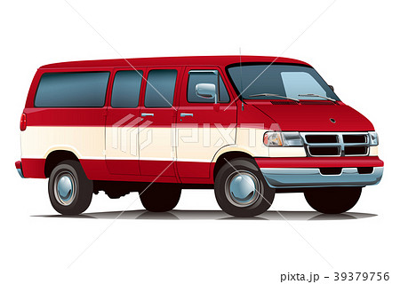 American Car Van Red White Stock Illustration