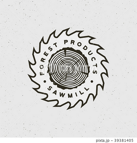 sawmill logo. retro styled woodwork emblem. vector sawmill logo. retro styled woodwork emblem. vector 39381405
