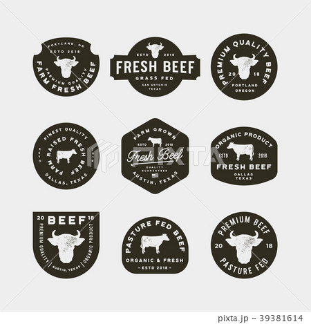 set of premium fresh beef labels. vector 39381614