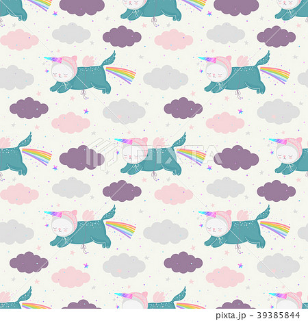 Unicorn cats seamless pattern 39385844
