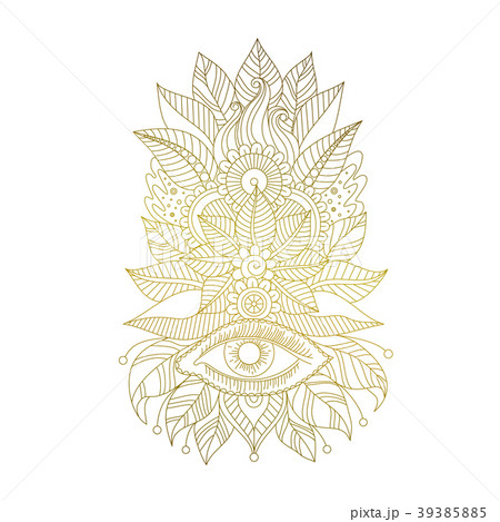Mehendi tattoo with magical eye 39385885
