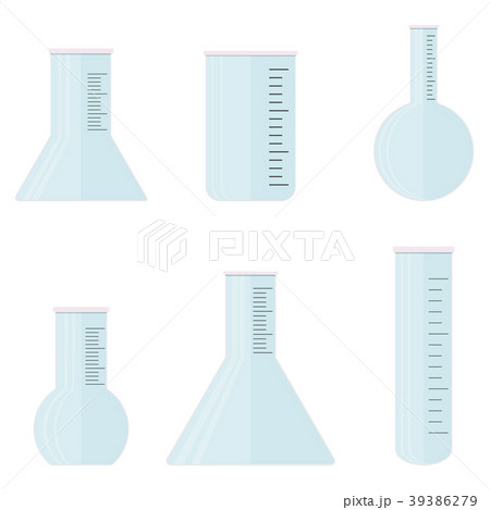 Glassware for laboratory flat set vector 39386279