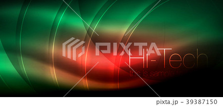 Glossy light effect neon glowing waves, shiny Glossy light effect neon glowing waves, shiny 39387150