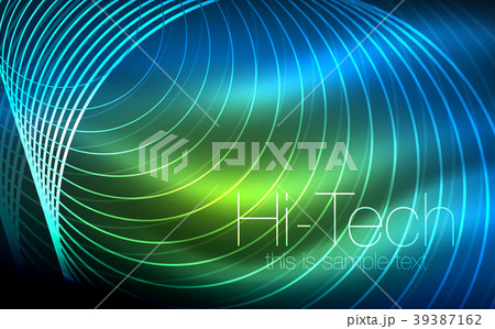 Circular glowing neon shapes, techno background 39387162