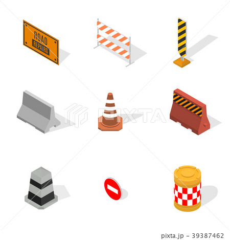 Under construction design elements in 3D, vector 39387462
