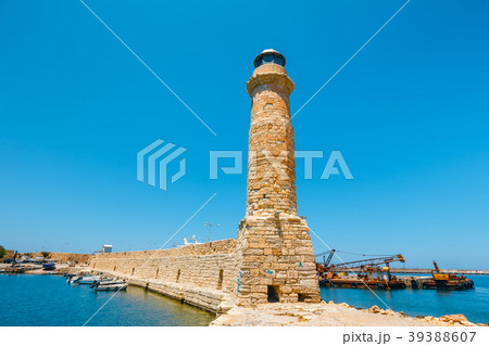 Lighthouse in old harbor in Rethymno, Crete Lighthouse in old harbor in Rethymno, Crete 39388607