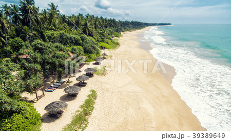 Aerial panoramic view of the tropical long beach Aerial panoramic view of the tropical long beach 39389649