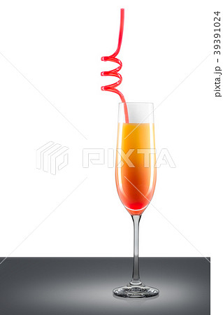 Mimosa cocktail with slice of orange on white 39391024