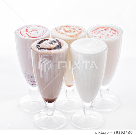 Five Ice Cream Shakes. Delicious ice cream float Five Ice Cream Shakes. Delicious ice cream float 39392430