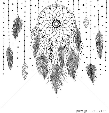 Black and white dreamcatcher card 39397162