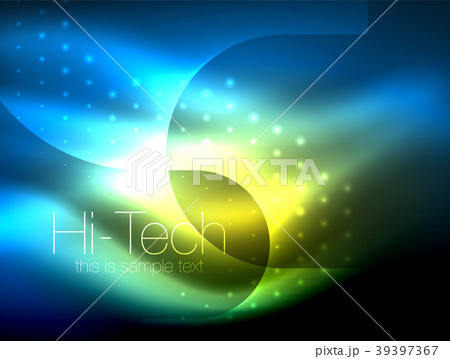 Glittering neon glowin wave, techno modern art 39397367