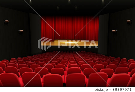 Theater stage with red curtains and seats 39397971