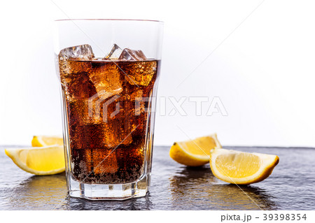 Cola with ice cubes 39398354