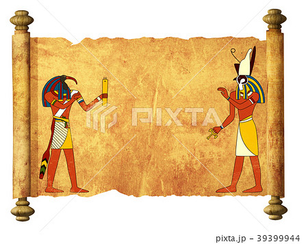Old parchment with Egyptian gods images  39399944