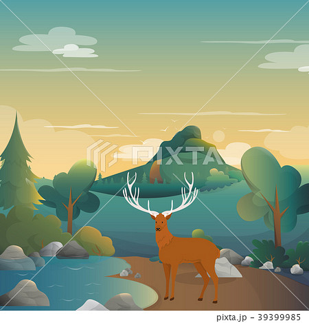 Deer on the forest background illustration.vector Deer on the forest background illustration.vector 39399985