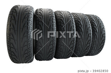Car tires in row, isolated Car tires in row, isolated 39402850
