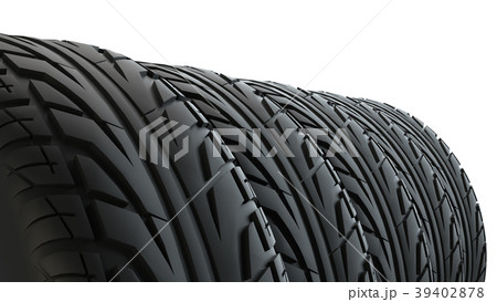 Car tires in row, isolated 39402878