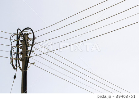 Electric pole and cables Electric pole and cables 39403751