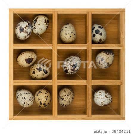Quail Eggs in Wooden Box 39404211
