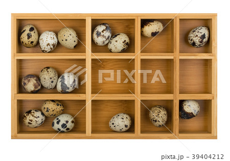 Quail Eggs in Wooden Box 39404212